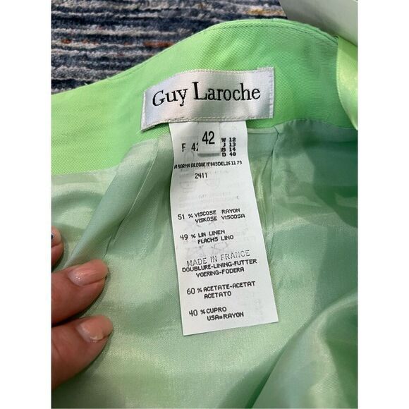 GUY LAROCHE NWT Knee-Length linen viscose Skirt Green size 42 US Large - Picture 5 of 6